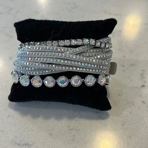 Touchstone Crystal Aurore Boreale wrap bracelet and ice bracelet. April stretch